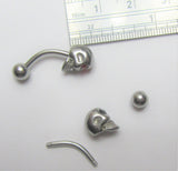 Surgical Steel Red Eye Skull Christina VCH Vertical Clitoral Hood Bar Ring Post 14G - I Love My Piercings!