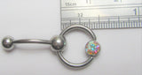 Flat AB Iridescent Crystal Gem Hoop Dangle VCH Vertical Clit Clitoral Hood Ring Bar 14g - I Love My Piercings!