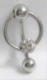 Flat Clear Crystal Gem Hoop Dangle VCH Vertical Clit Clitoral Hood Ring Bar 14g - I Love My Piercings!