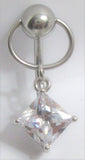 Gem Square Hoop Dangle Ball VCH Vertical Clitoral Clit Hood Bar Post Ring 14g - I Love My Piercings!