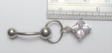Gem Square Hoop Dangle Ball VCH Vertical Clitoral Clit Hood Bar Post Ring 14g - I Love My Piercings!