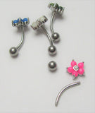 Opalite Flower Gem Vertical Clitoral Hood Bar VCH Curved Genital 16 gauge 16g - I Love My Piercings!