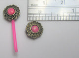 Flexible Metal Sensitive Pink Ornate Flower Nipple No Metal Bar Bioplast 14g - I Love My Piercings!