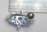 Sterling Silver VCH Hood Clit Bar Aqua Marquise Cut Crystals CZ 14 gauge 14g - I Love My Piercings!