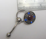 Ornate Gem Hoop Disk Dangle VCH Vertical Clitoral Clit Hood Bar Post Ring 14g - I Love My Piercings!
