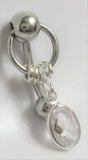 Clear Facet Gem Crystal Dangle VCH Vertical Clitoral Clit Hood Bar Post Ring 14g - I Love My Piercings!