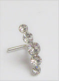 Sterling Silver 5 Curved Clear Gem L Shape Post Pin Stud Nose Ring 20 gauge 20g - I Love My Piercings!