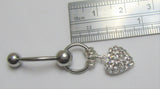 Puffed Heart Clear Crystal Gem Dangle VCH Vertical Clitoral Clit Hood Bar Post Ring 14g - I Love My Piercings!