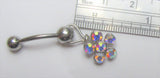 Surgical Steel Iridescent Daisy Flower Dangle VCH Vertical Clitoral Clit Hood Bar Post Ring 14g - I Love My Piercings!