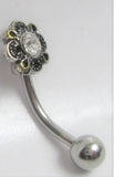 Crystal Flower Ornate VCH Vertical Clitoral Clit Hood Bar Post Ring 14 gauge 14G - I Love My Piercings!
