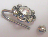 Crystal Flower Ornate VCH Vertical Clitoral Clit Hood Bar Post Ring 14 gauge 14G - I Love My Piercings!