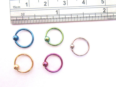 18g 8 mm Bead Attached Hoops Choose Color - I Love My Piercings!