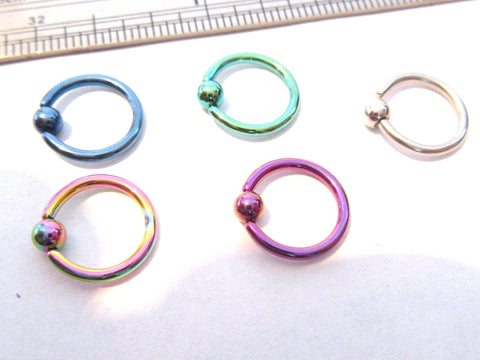 Titanium 16g 8 mm Bead Attached Hoop Choose Color - I Love My Piercings!