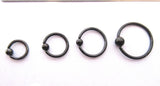 Black Jewelry Bead Attached Hoop 18g 16g 6, 8, 10, 12 mm - I Love My Piercings!