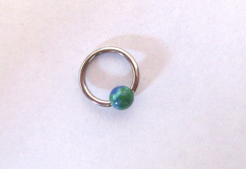 Surgical Steel Blue Green Lapis Bead Hoop 20 18 16 gauge - I Love My Piercings!