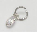 Sterling Silver Seamless Oval Faceted Clear Crystal Belly Hoop Ring Jewelry 16 gauge 16G - I Love My Piercings!