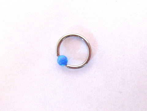 Blue Opal Surgical Steel Hoop Choose gauge / diameter - I Love My Piercings!