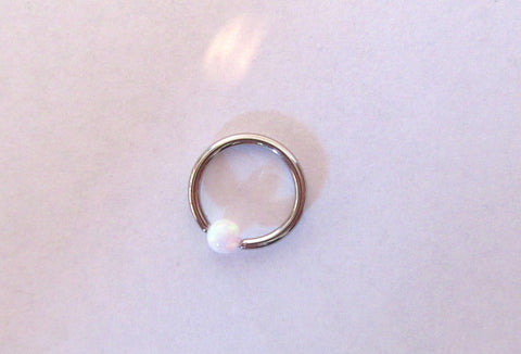 White Opal Surgical Steel Hoop Choose gauge / diameter - I Love My Piercings!