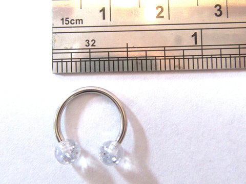 Clear Glitter Balls Horseshoe 16g 6mm, 8mm, 10mm Diameter - I Love My Piercings!