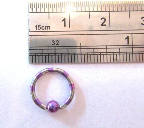 Purple and Steel Stripes Hoop 16g 8 mm Diameter - I Love My Piercings!