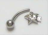Surgical Steel Gem Shooting Star Internally Threaded VCH Vertical Clitoral Hoop Post Curved Bar 14G - I Love My Piercings!