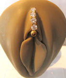 Gold Curved Barbell Clear Crystal Row VCH Jewelry Clitoral Hood 14 gauge 14g - I Love My Piercings!