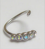 Surgical Steel 5 Cups Iridescent CZ Crystals Nose Nostril Hoop Ring 20 gauge 20g - I Love My Piercings!