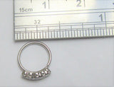 Surgical Steel 5 Cups Clear CZ Crystals Nose Nostril Hoop Ring 20 gauge 20g - I Love My Piercings!