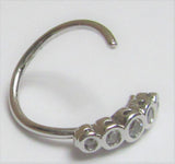 Surgical Steel 5 Cups Clear CZ Crystals Nose Nostril Hoop Ring 20 gauge 20g - I Love My Piercings!