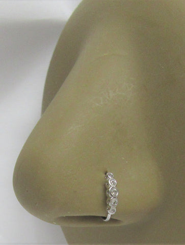 Surgical Steel 5 Cups Clear CZ Crystals Nose Nostril Hoop Ring 20 gauge 20g - I Love My Piercings!