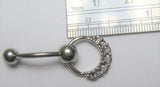 Surgical Steel Hammered Dangle Hoop Curved Bar VCH Clit Clitoral Hood Ring 14g - I Love My Piercings!