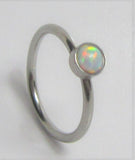 Surgical Steel White Opal Seamless Nose Hoop Ring 20 gauge 20g 8 mm - I Love My Piercings!