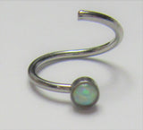 Surgical Steel White Opal Seamless Nose Hoop Ring 20 gauge 20g 8 mm - I Love My Piercings!