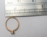 14k Rose Gold Plating White Opal Seamless Nose Hoop Ring 20 gauge 20g 8 mm - I Love My Piercings!
