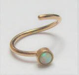14k Rose Gold Plating White Opal Seamless Nose Hoop Ring 20 gauge 20g 8 mm - I Love My Piercings!