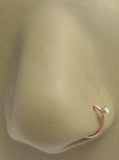 14k Rose Gold Plating White Opal Seamless Nose Hoop Ring 20 gauge 20g 8 mm - I Love My Piercings!