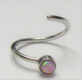 Surgical Steel Mauve Opal Seamless Nose Hoop Ring 20 gauge 20g 8 mm - I Love My Piercings!