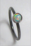 Black Titanium White Opal Seamless Nose Hoop Ring 20 gauge 20g 8 mm - I Love My Piercings!