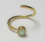14k Gold Plated White Opal Seamless Nose Hoop Ring 20 gauge 20g 8 mm - I Love My Piercings!