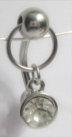 Surgical Steel Clear Gem Cup Hoop Dangle VCH Vertical Clitoral Clit Hood 14g - I Love My Piercings!