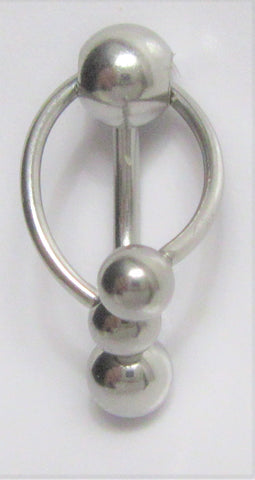 Surgical Steel Triple Overlapping Balls Dangle VCH Vertical Clitoral Clit Hood 14g - I Love My Piercings!