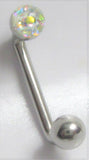 Surgical Steel Straight Bar Iridescent Crystal VCH Vertical Clitoral Hood Clit Jewelry 14G - I Love My Piercings!