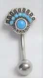 Surgical Steel Truquoise Feathers VCH Hood Clit Ring Bar 14 gauge 14g - I Love My Piercings!