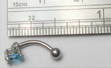 Surgical Steel Small Aqua Blue Oval Crystal VCH Hood Clit Ring Bar 16 gauge 16g - I Love My Piercings!