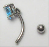 Surgical Steel Small Aqua Blue Oval Crystal VCH Hood Clit Ring Bar 16 gauge 16g - I Love My Piercings!