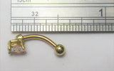 14k Gold Plated Small Clear Oval Crystal VCH Hood Clit Ring Bar 16 gauge 16g - I Love My Piercings!