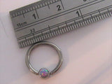 Surgical Steel Light Purple Mauve Opal Solitaire Hoop Ring 14 gauge 14g - I Love My Piercings!