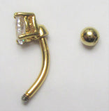 14k Gold Plated Small Clear Oval Crystal VCH Hood Clit Ring Bar 16 gauge 16g - I Love My Piercings!