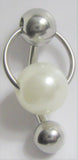 Surgical Steel White Pearl Pressure Ball VCH Bar Clit Hood Clitoral 14 gauge 14G - I Love My Piercings!