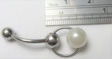 Surgical Steel White Pearl Pressure Ball VCH Bar Clit Hood Clitoral 14 gauge 14G - I Love My Piercings!